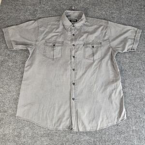 Decibel Shirt Mens 3XL Gray Short Sleeve Button Front Casual Top Western Pockets